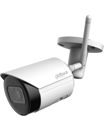 Camara Dahua Ip Bullet Wifi De 4 Megapixeles/ Lente De 2.8mm/ 90 Grados De Apertura/ H.265/ Ir De 30 Metros/ Microfono Integrado/ Ranura Para Microsd/ Metalica/ Ip67/ Dwdr/ Videoanaliticos Con Smd/