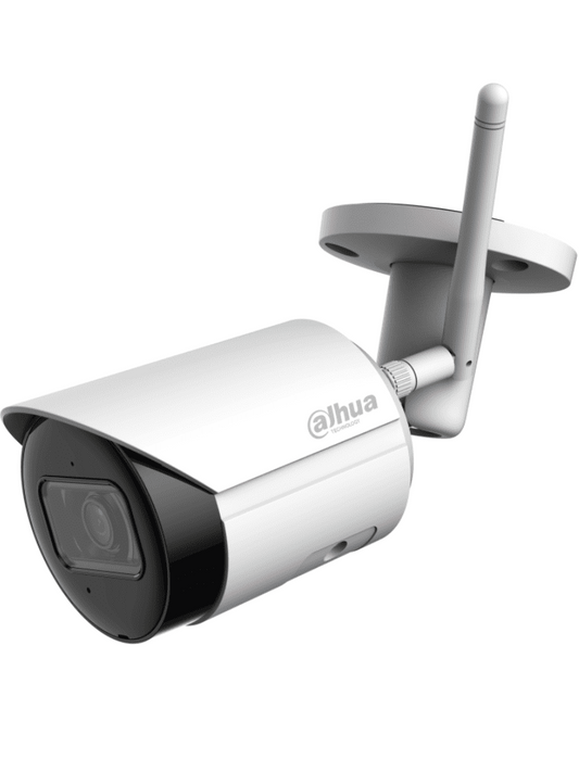 Camara Dahua Ip Bullet Wifi De 4 Megapixeles/ Lente De 2.8mm/ 90 Grados De Apertura/ H.265/ Ir De 30 Metros/ Microfono Integrado/ Ranura Para Microsd/ Metalica/ Ip67/ Dwdr/ Videoanaliticos Con Smd/