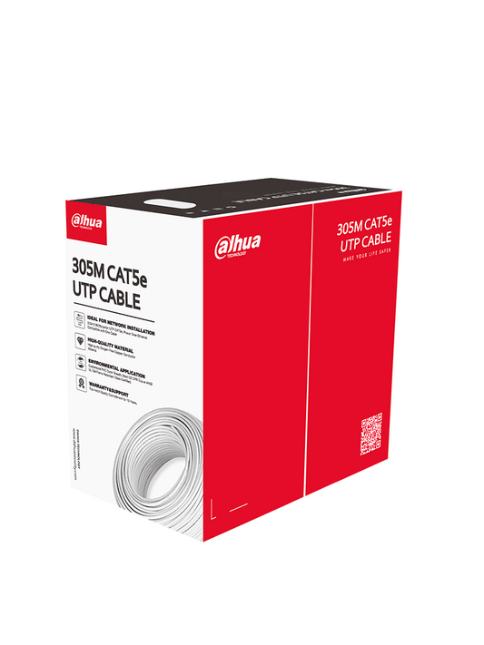 Bobina/ Dahua/ Pfm920i-5eun/ Cable Utp Blanco 100% Cobre/ Categoria 5e/ 305 Metros/ Cpr Eca/ Video Y Redes/ Compatible Con AlimentaciÓn Poe