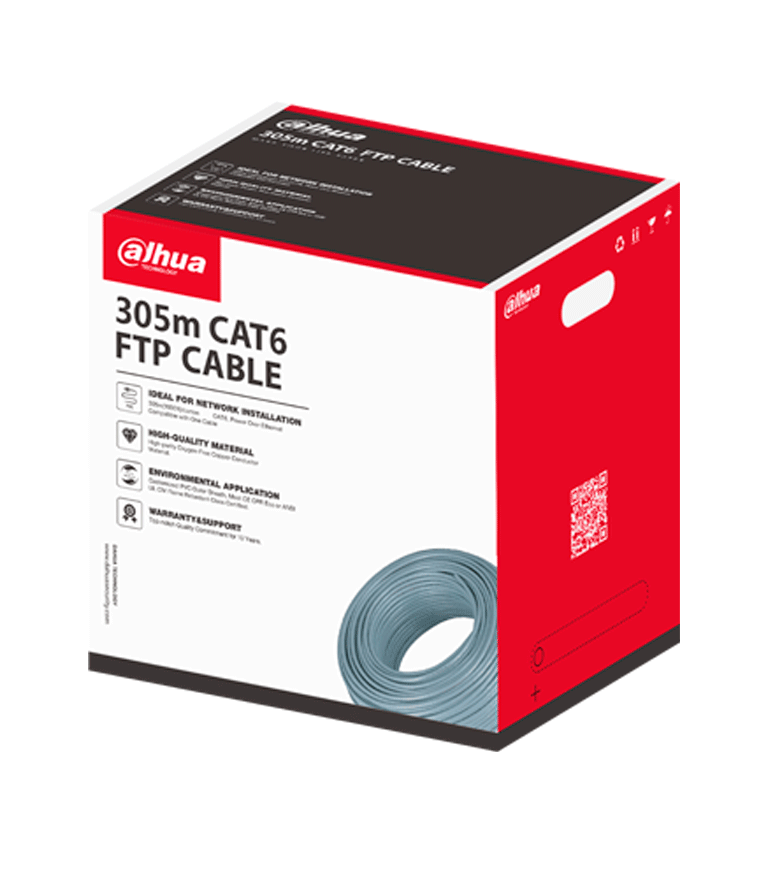 Cable Utp/ Dahua/ Dh-pfm920i-6f-c/ Bobina De 305m/ Ftp Cat6, Alimentacion A Traves De Ethernet/ Material Conductor De Cobre Libre De Oxigeno De Alta Pureza/ Cubierta Exterior De Pvc Personalizada/ Cl