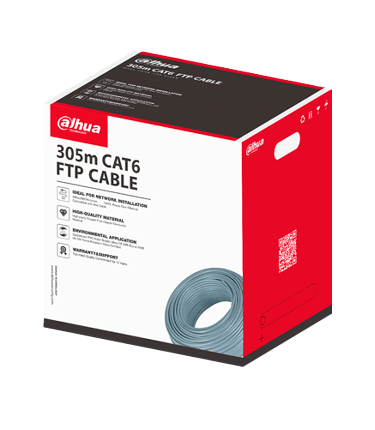 Cable Utp/ Dahua/ Dh-pfm920i-6f-c/ Bobina De 305m/ Ftp Cat6, Alimentacion A Traves De Ethernet/ Material Conductor De Cobre Libre De Oxigeno De Alta Pureza/ Cubierta Exterior De Pvc Personalizada/ Cl