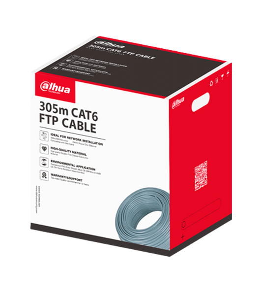 Cable Utp/ Dahua/ Dh-pfm920i-6f-c/ Bobina De 305m/ Ftp Cat6, Alimentacion A Traves De Ethernet/ Material Conductor De Cobre Libre De Oxigeno De Alta Pureza/ Cubierta Exterior De Pvc Personalizada/ Cl