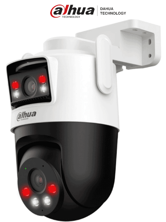 Camara Ip/ Dahua/ Ipc-wpt1539dd-sw-5e2-pv/ Pt Wifi Dual De 10 Mp, 2 Lentes De 5 Mp C/u(fijo Y Pt), Iluminador Dual Inteligente/ Ir De 50m, Microfono Y Altavoz Integrados,ia,autotracking, Disuacion Ac