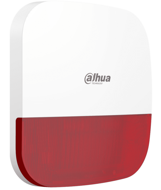 Sirena Inalámbrica Para Exterior/dahua / Dhi-ara13-w2/ Con Estrobo Rojo/ 110db / MÚltiples Sonidos De Alarma/ Ip65/ Alarma De BaterÍa Baja