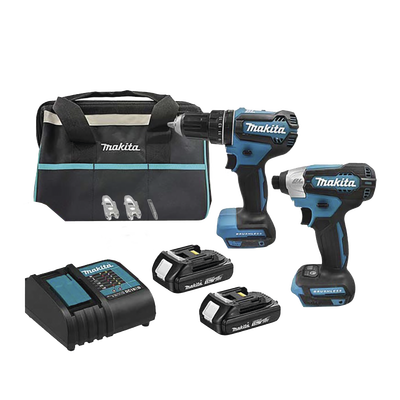 Kit De Rotomartillo Atornillador Dhp485z + Atornillador De Impacto Dtd157z, Incluye 2 Baterías Bl1815n, 1 Cargador Dc18sd Y Maleta De Lona.