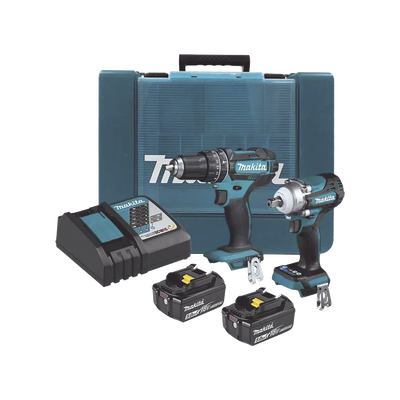 Kit De Rotomartillo Atornillador Dhp482 + Atornillador De Impacto Dtw301, Incluye 2 Baterías Bl1850b, 1 Cargador Dc18sd Y Maletín Plastico