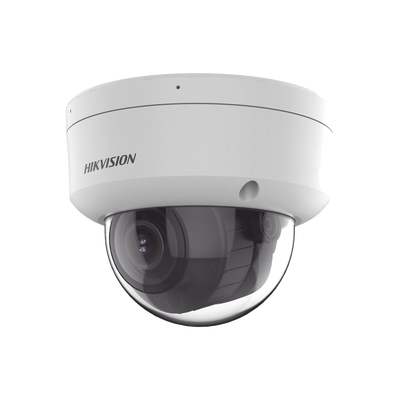 [Smart Hybrid Light + Micrófono Doble] Domo IP 8 MP (3840×2160) / Lente Mot. 2.8-12 mm / Smart IR + Blanco (40 m) / ACUSENSE / Exterior IP67 / IK10 / WDR 120 dB / PoE 802.3af / ONVIF / Alarmas I/O / Micro SD / Metal / ACUSEARCH