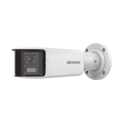 [FlexVu] [ PROTECCIÓN ACTIVA ] Bala IP Panorámica 4 Megapixel / 2 Lentes 2.8 mm (180°) / Imagen a Color 24/7 (ColorVu) / PoE / WDR 130° / IP67 / ACUSENSE / Luz Estroboscópica y Alarma Audible / 40 mts Luz Blanca / Micro SD