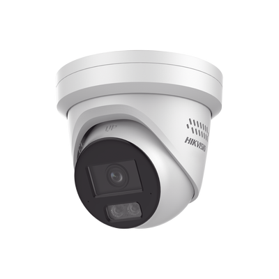 [ PROTECCIÓN ACTIVA ] Turret IP 4 Megapixel / Lente 2.8 mm / 40 mts IR / Exterior IP67 / Micrófono y Bocina Integrado (Audio de Dos Vías) / DARKFIGHTER / PoE / Luz Estroboscopica / ONVIF / Micro SD / 4 Analíticos