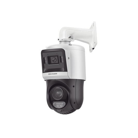[TandemVu] Domo PTZ IP 4 Megapixel + Cámara Fija 4 Megapixel / 15X Zoom / 100 mts IR + 30 mts Luz Blanca / IP67 / ACUSENSE / PoE+ / 2 Micrófonos Integrados y Bocina / Alerta Audible y Luz Estroboscopica / Alarmas I/O / DARKFIGHTER / Micro SD