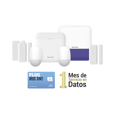 (ax Pro) Kit De Alarma Ax Pro Con Gsm (3g/4g) / Incluye: 1 Hub / 2 Sensores Pir / 3 Contactos Magnéticos Mini / 1 Control Remoto / 1 Sirena Inalambrica Exterior  / 1 Wifi / 1 Microsim30m2m Con 1 Mes De Servicio/compatible Con Hik-connect P2p