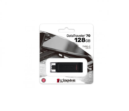 Memoria Flash Usb Kingston Data Traveler 70 128gb Gen 1 3.2 Tipo C Negro (dt70/128gb)