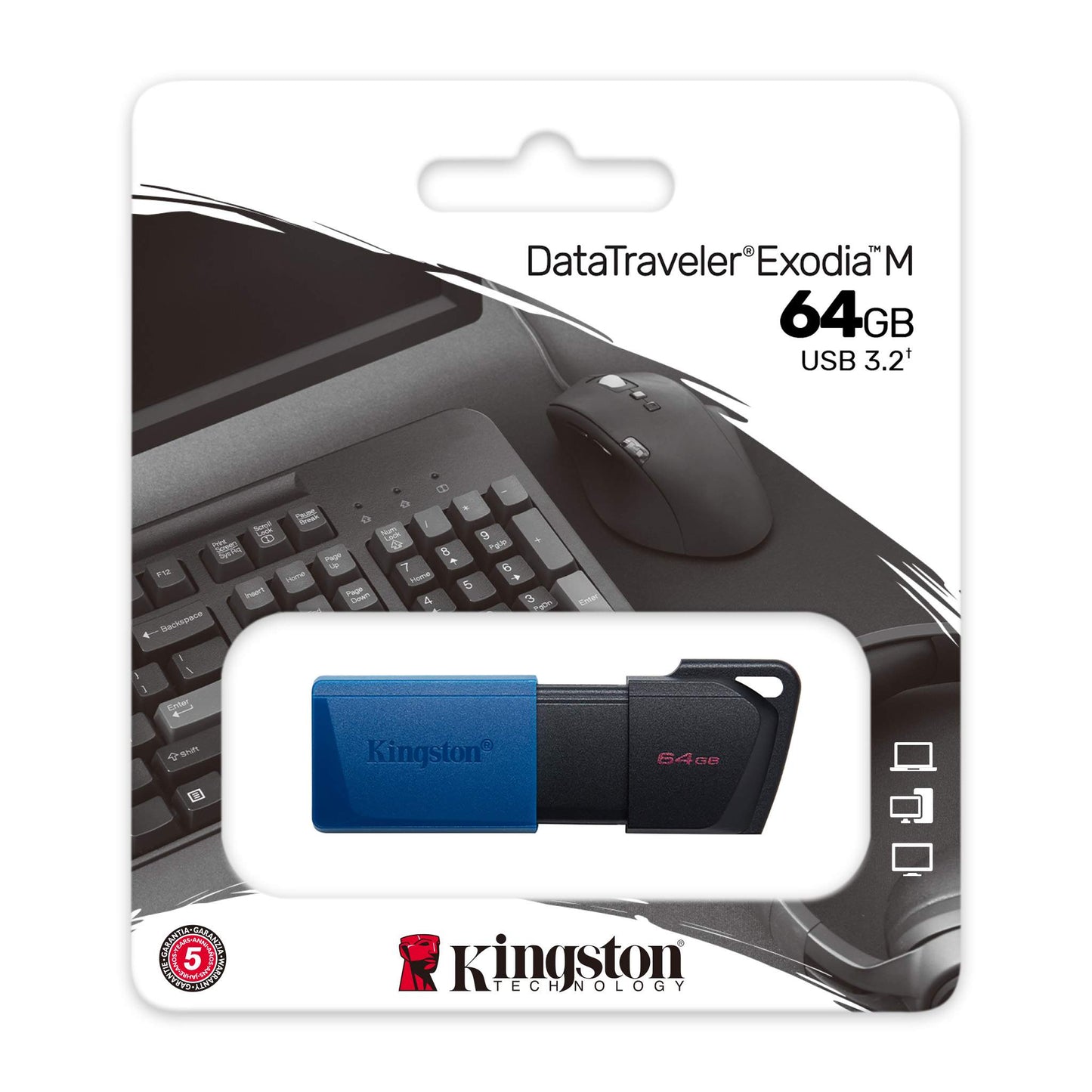 Memoria Flash Usb Kingston Data Traveler Exodia M 64gb Gen 1 3.2 Gen 1 C/tapa MÓvil Negro + Azul (dtxm/64gb)