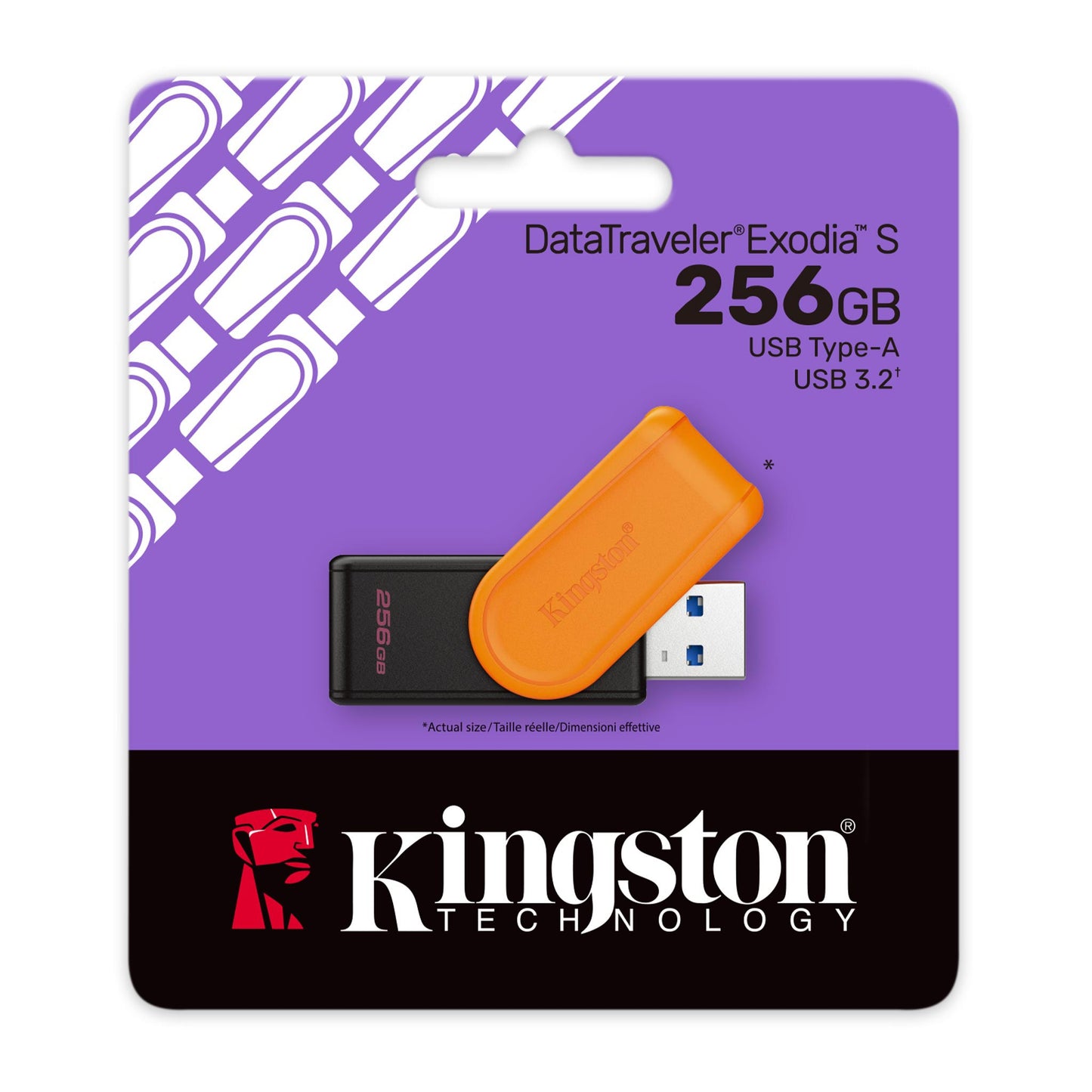 Memoria Flash Usb Kingston Data Traveler Exodia S 256gb Gen 1 3.2 Tipo A C/tapa Giratoria Negro+naranja Dtxs/256gb