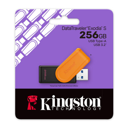 Memoria Flash Usb Kingston Data Traveler Exodia S 256gb Gen 1 3.2 Tipo A C/tapa Giratoria Negro+naranja Dtxs/256gb