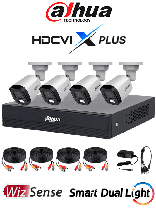 Dahua Dh-kit/xvr1b04-i/t/4-b1a21n-u-il-a-0280b -kit De 4 Canales De 2 MegapÍxeles Dvr Cooper-i Wizsense Con Ia, H.265+, 4 CÁmaras B1a21 1080p, 4 Canales + 1 Ip O Hasta 5 Ip, Smd Plus, Con Accesorios
