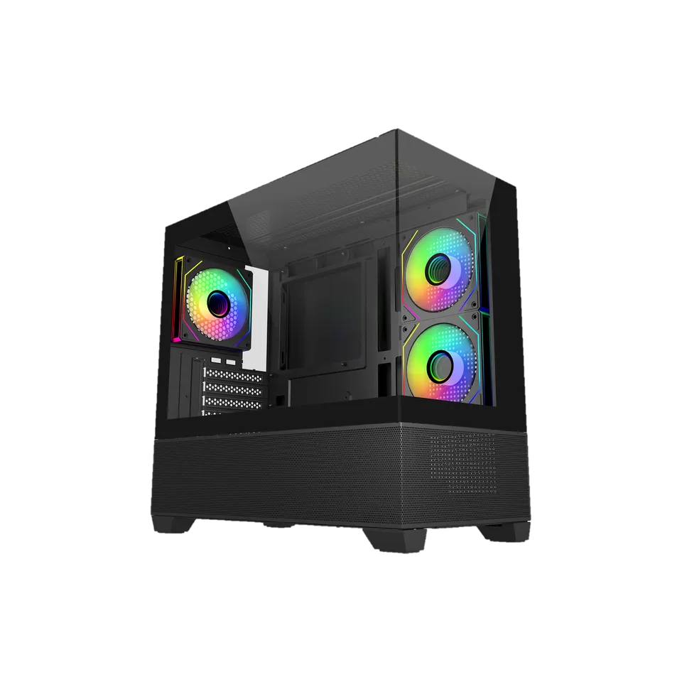 Gabinete Cooler Master Elite 490, Argb Fan 3 / Negro / Mini Torre / Itx / Micro-atx / 2 Panel De Vidrio Templado