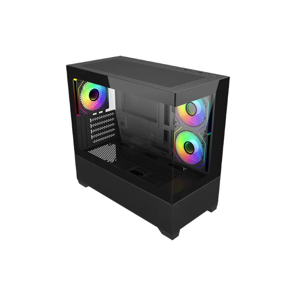 Gabinete Cooler Master Elite 490, Argb Fan 3 / Negro / Mini Torre / Itx / Micro-atx / 2 Panel De Vidrio Templado