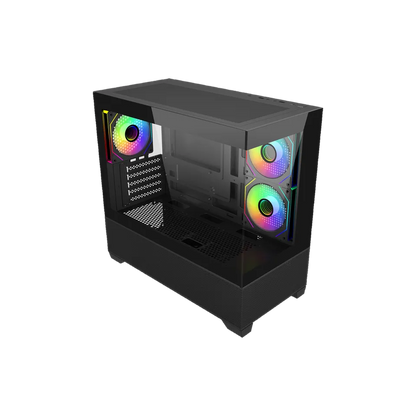 Gabinete Cooler Master Elite 490, Argb Fan 3 / Negro / Mini Torre / Itx / Micro-atx / 2 Panel De Vidrio Templado