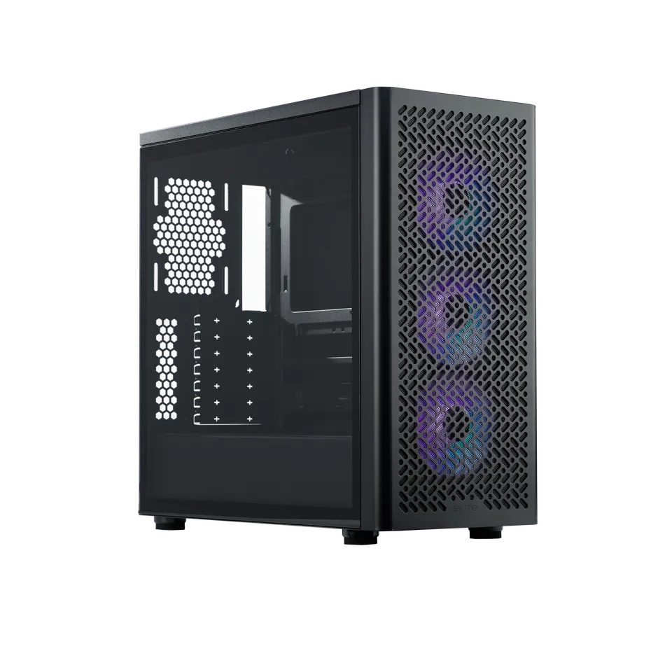 Gabinete Cooler Master Elite 502, Argb Fan 4 / Negro/ Media Torre/itx / Micro Atx / Atx / Ventana
