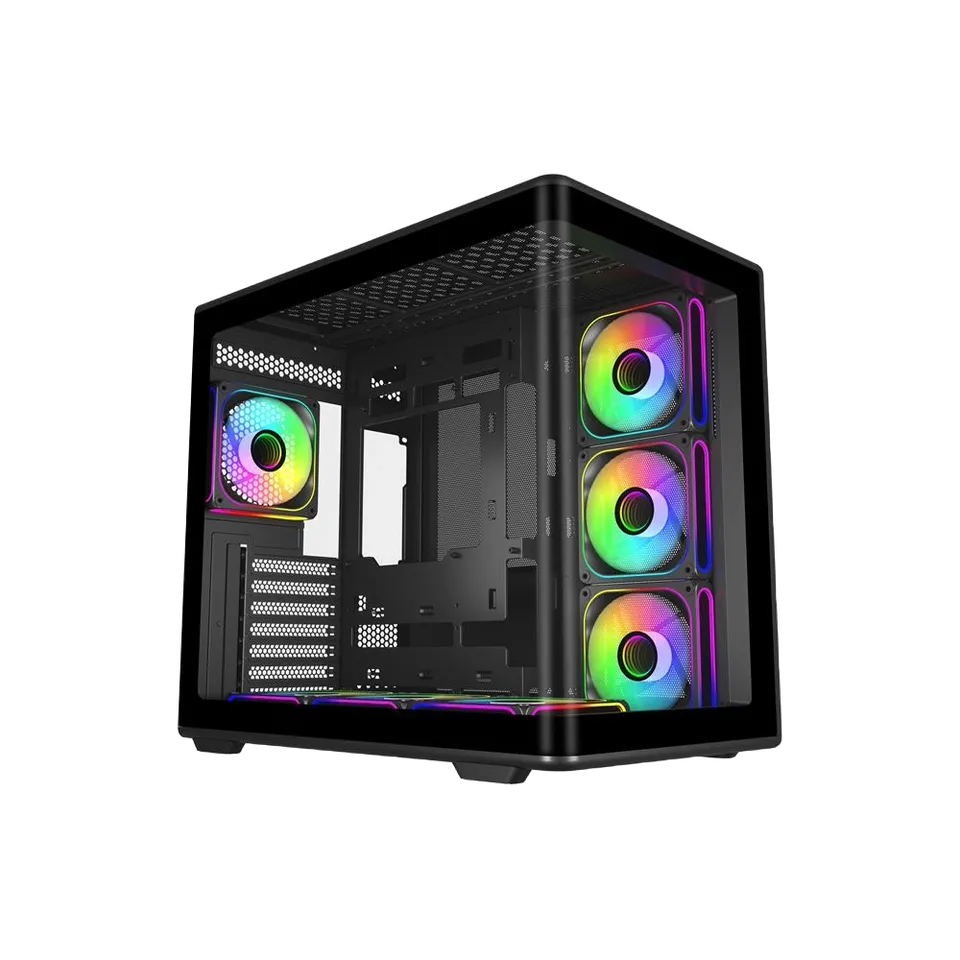 Gabinete Cooler Master Elite 600, Argb Fan 7 / Negro / Torre Intermedia / Mini-itx / Mini-dtx / Micro-atx / Atx / Panel Panoramico Vidrio Templado
