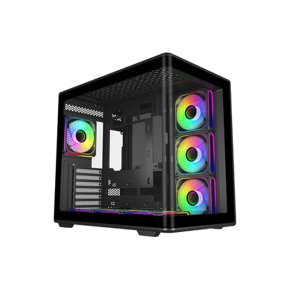 Gabinete Cooler Master Elite 600, Argb Fan 7 / Negro / Torre Intermedia / Mini-itx / Mini-dtx / Micro-atx / Atx / Panel Panoramico Vidrio Templado