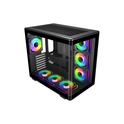 Gabinete Cooler Master Elite 600, Argb Fan 7 / Negro / Torre Intermedia / Mini-itx / Mini-dtx / Micro-atx / Atx / Panel Panoramico Vidrio Templado