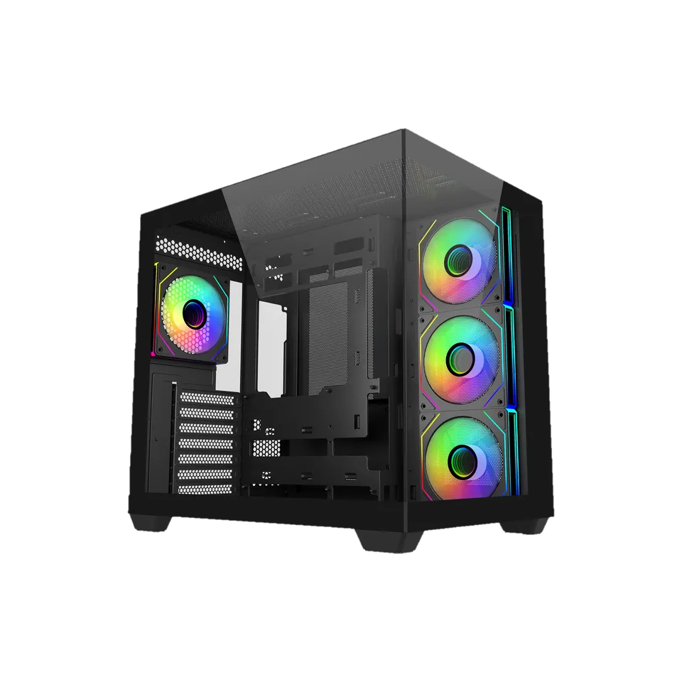 Gabinete Cooler Master Elite 681,/ Doble Camara / Argb Fan 4 / Negro / Itx / Micro-atx / Atx / Panel Panoramico