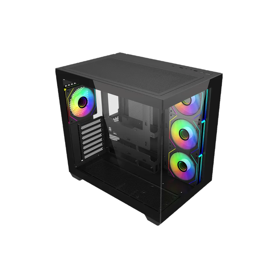 Gabinete Cooler Master Elite 681,/ Doble Camara / Argb Fan 4 / Negro / Itx / Micro-atx / Atx / Panel Panoramico