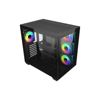 Gabinete Cooler Master Elite 681,/ Doble Camara / Argb Fan 4 / Negro / Itx / Micro-atx / Atx / Panel Panoramico