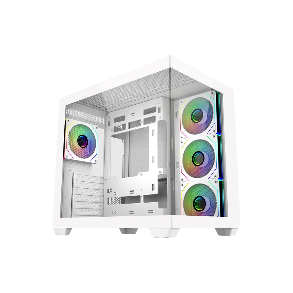 Gabinete Cooler Master Elite 681,/ Doble Camara / Argb Fan 4 / Blanco / Itx / Micro-atx / Atx / Panel Panoramico