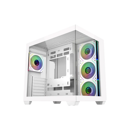 Gabinete Cooler Master Elite 681,/ Doble Camara / Argb Fan 4 / Blanco / Itx / Micro-atx / Atx / Panel Panoramico