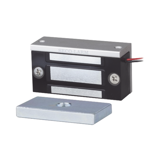 Cerradura Electromagnética Mini / 80-lb Holding Force / 12~24 VDC / Tamaño Miniatura 70x31x19 mm / Protección MOV / Sin Magnetismo Residual / Bajo Consumo de Corriente / Montaje Completo