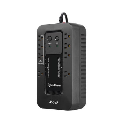 No Break Cyberpower (ec450g) 450va / 260w, Standby, Gabinete Compacto, 8 × Nema 5-15r (1 SupresiÓn Solamente, 3 SupresiÓn Con Modo Eco, 4 SupresiÓn Con BaterÍa De Respaldo), GarantÍa 3 AÑos.