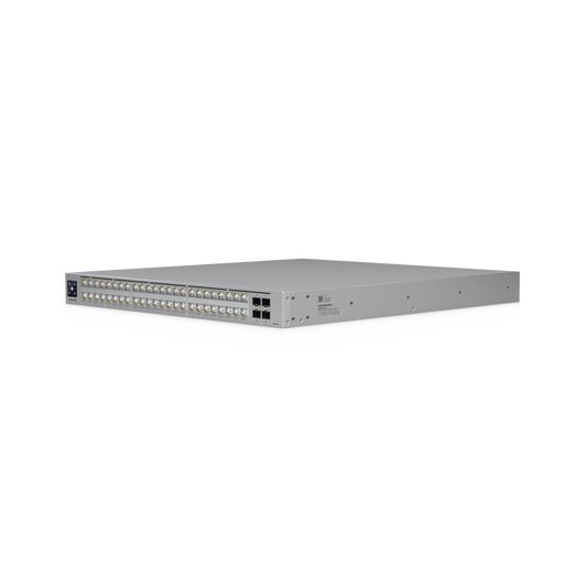 Switch UniFi Enterprise Campus (48) puertos POE+++ 90W, x32 10GbE, x16 2.5 GbE, (4) puertos 25G SFP28, doble fuente AC redundante, 4 abanicos