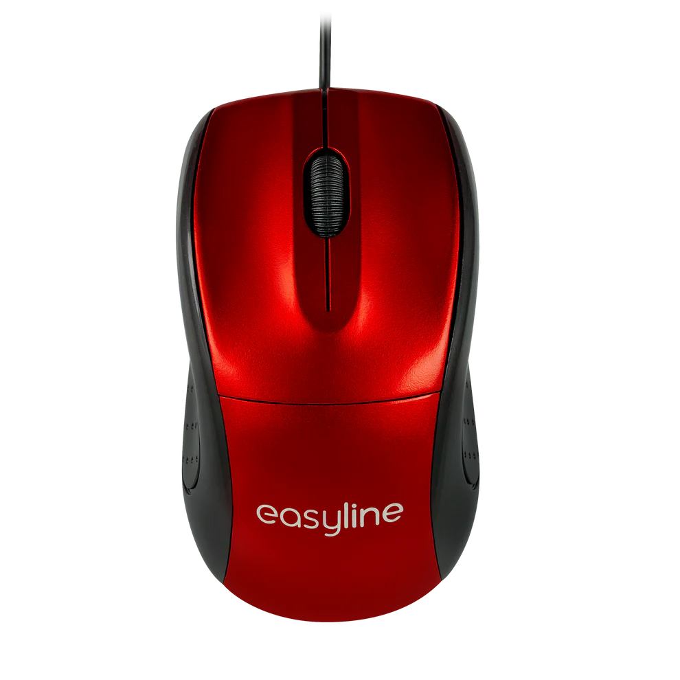 Mouse Alambrico Optico 1000 Dpi Conector Usb Win Xp/vista/7/8/10/11/mac Os X Easy Line By Perfect Choice - Rojo