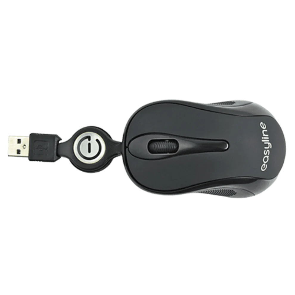 Mouse Mini Alambrico Retractil Optico 1000 Dpi Conector Usb Easy Line By Perfect Choice - Negro