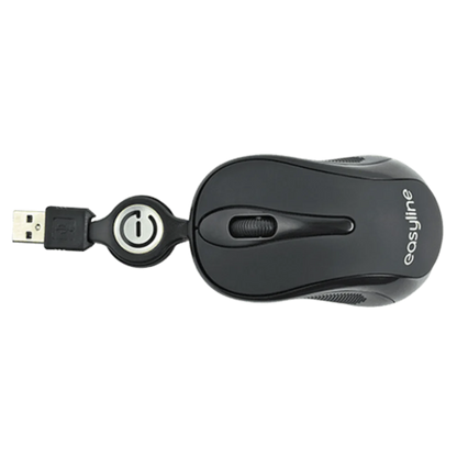Mouse Mini Alambrico Retractil Optico 1000 Dpi Conector Usb Easy Line By Perfect Choice - Negro