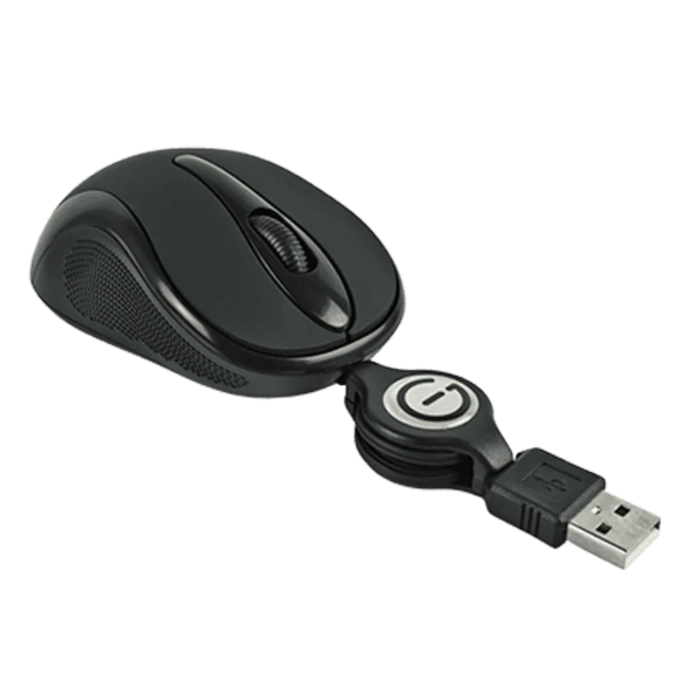 Mouse Mini Alambrico Retractil Optico 1000 Dpi Conector Usb Easy Line By Perfect Choice - Negro