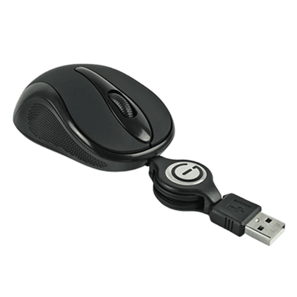 Mouse Mini Alambrico Retractil Optico 1000 Dpi Conector Usb Easy Line By Perfect Choice - Negro