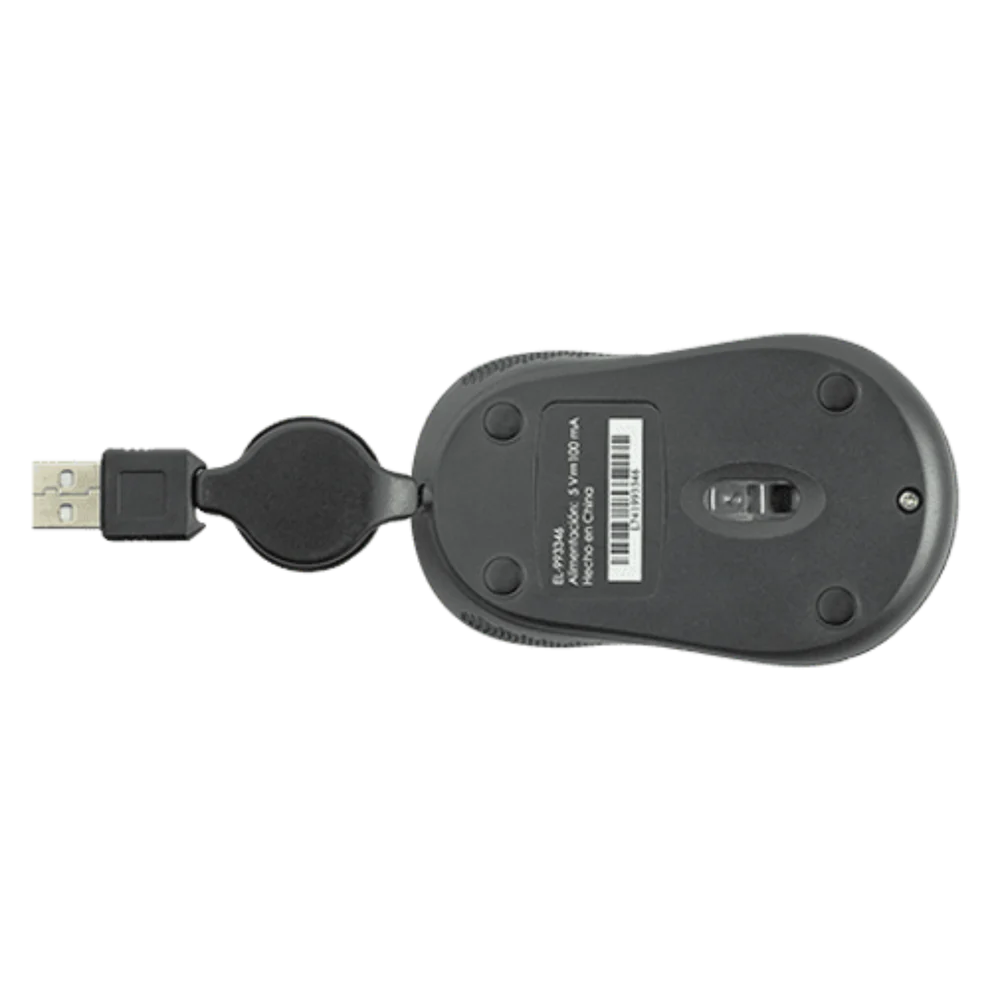 Mouse Mini Alambrico Retractil Optico 1000 Dpi Conector Usb Easy Line By Perfect Choice - Negro