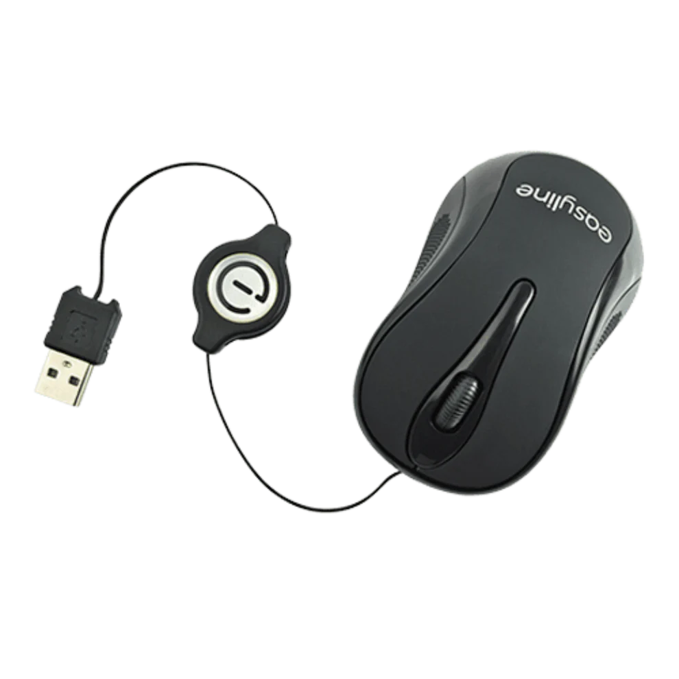 Mouse Mini Alambrico Retractil Optico 1000 Dpi Conector Usb Easy Line By Perfect Choice - Negro