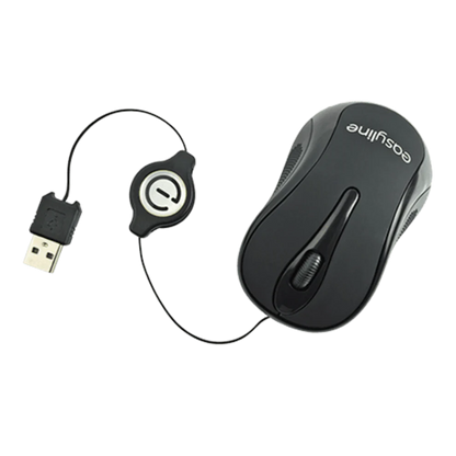Mouse Mini Alambrico Retractil Optico 1000 Dpi Conector Usb Easy Line By Perfect Choice - Negro