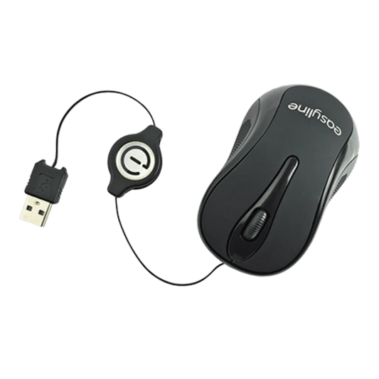 Mouse Mini Alambrico Retractil Optico 1000 Dpi Conector Usb Easy Line By Perfect Choice - Negro