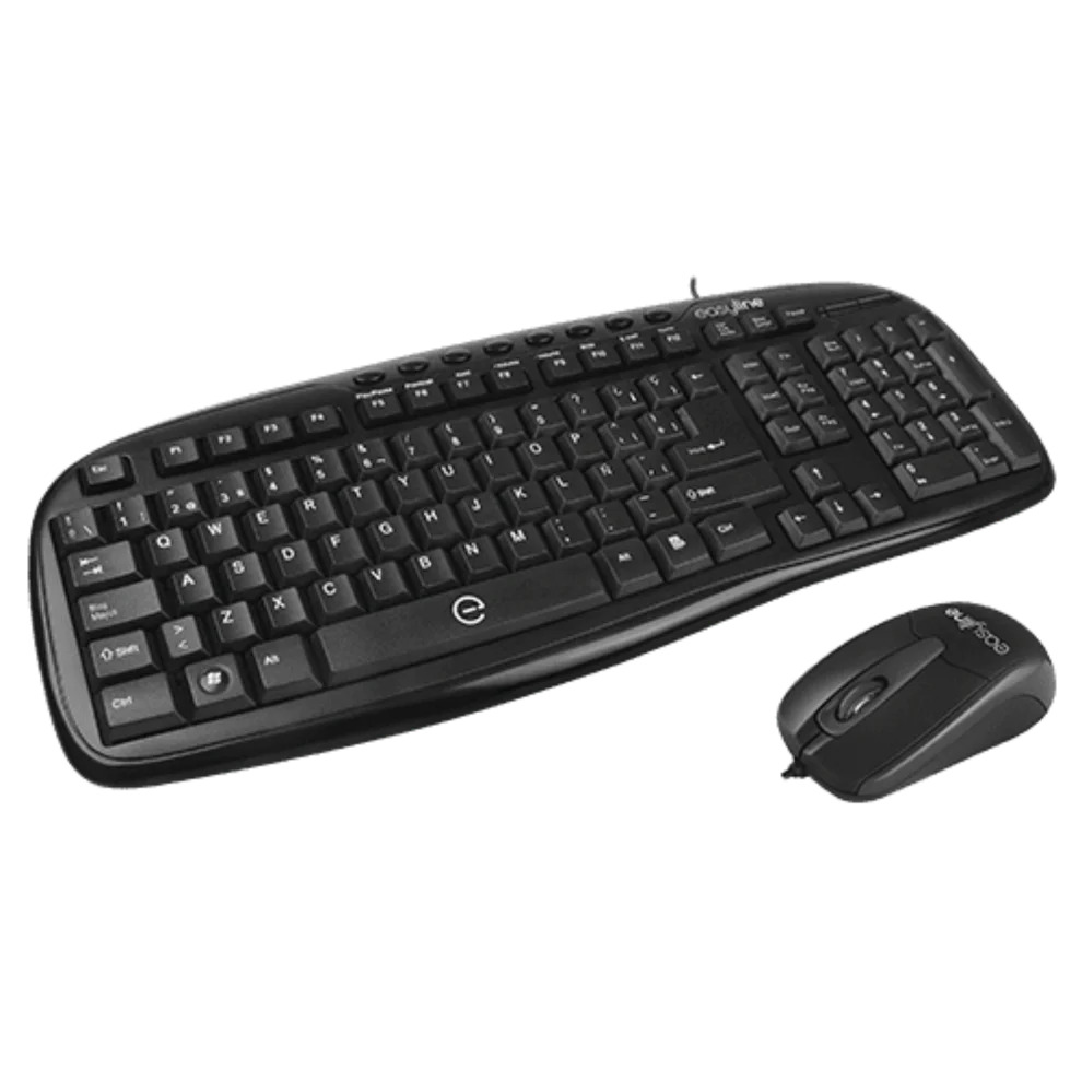 Kit Teclado Y Mouse Alambricos Conector Usb Ideal Para Usuarios Diestros Y Zurdos Easy Line By Perfect Choice Balance - Negro