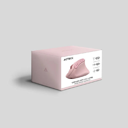 Mouse Acteck Virtuos Fitt Pro Mi770 / Vertical / Ergonomico / Inalambrico Dual  / Dongle Usb 2.4 Ghz  + 2 Bluetooth / Recargable / Optico / 2400 Dpi Ajustable / 8 Botones + Scroll / Rosa / Ac-939638
