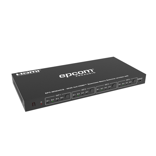 Matriz HDMI 4×4 | Video Wall | Seamless Switch | 4K@30Hz | HDMI 1.4b y HDCP 1.4 | 10 Modos de Visualización | Control vía IR, RS-232 y Panel Frontal