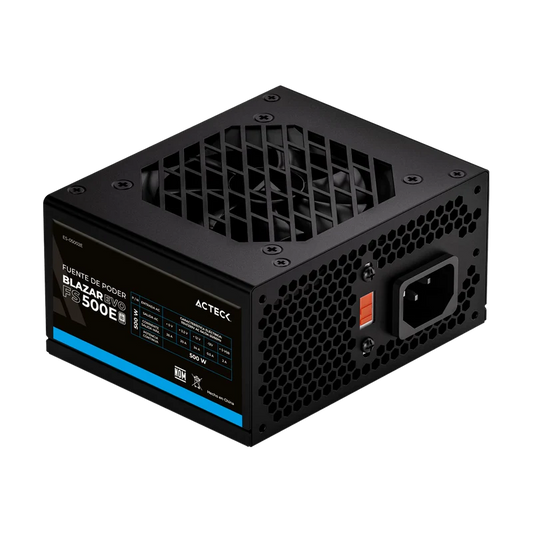 Fuente De Poder Acteck Blazar Evo Fs500e / Atx / Sfx / 500 W /slim / No Modular / Ventilador 80 Mm / Negro / Es-05002e