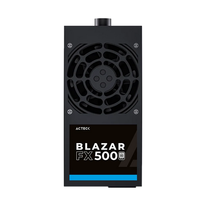 Fuente De Poder Acteck Blazar Fx500 / Tfx / 500 W / Uvp - Ovp - Opp - Scp / No Modular / Atx 24 Pines - Atx12v 4+4 - 2 Puertos Sata - 2 Molex / Negro / Es-05002t