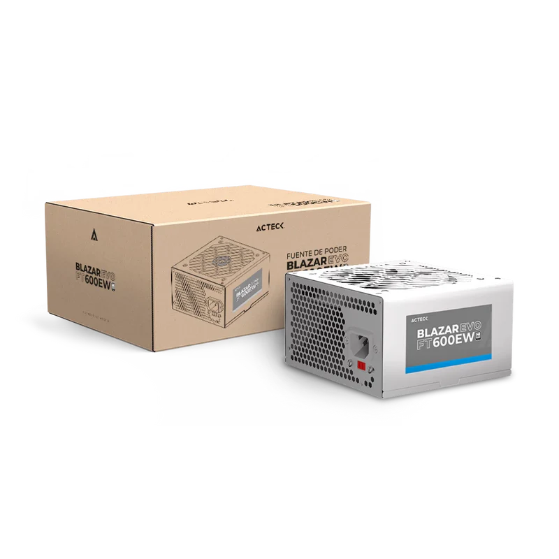 Fuente De Poder Acteck Blazar Evo Ft600ew/ Atx / 600 W / No Modular / Ventilador 120 Mm /  Blanco / Es-05003ew